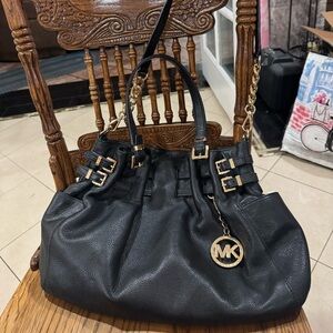 Michael Kors Black pebble leather shoulder/handbag with gold hardware